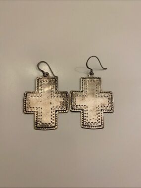 Silver Cross Dangle Earrings